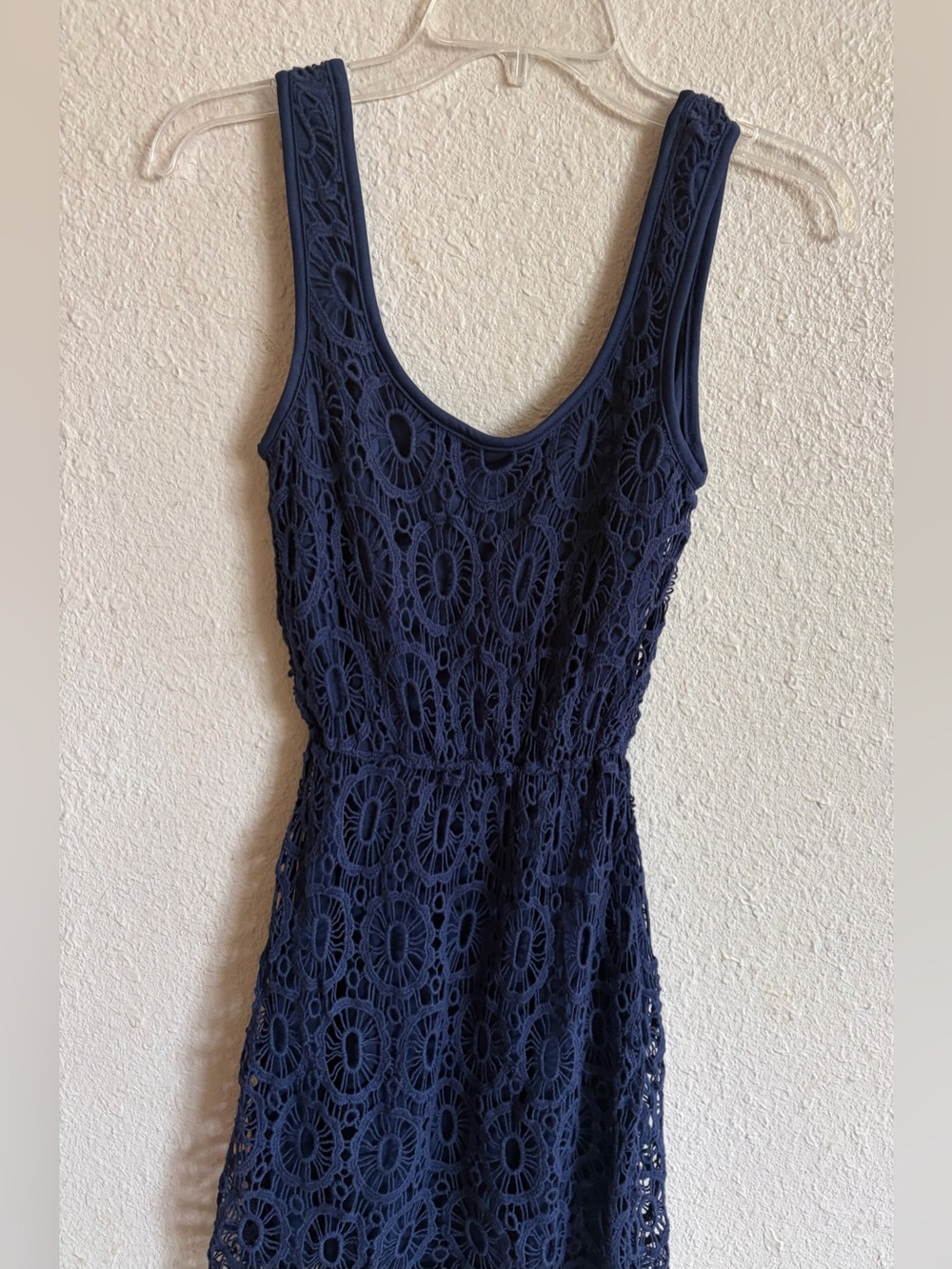Lauren Conrad Navy Crochet Tank Dress short size 0 feminine summer dress